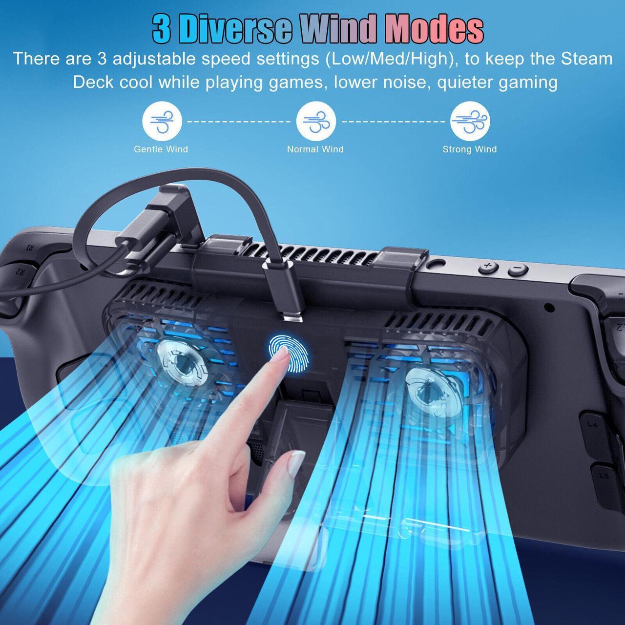 Alt view image 4 of 7 - Cooling Fans for Steam Deck/Nintendo Switch OLED Console Cooler Stand Portable