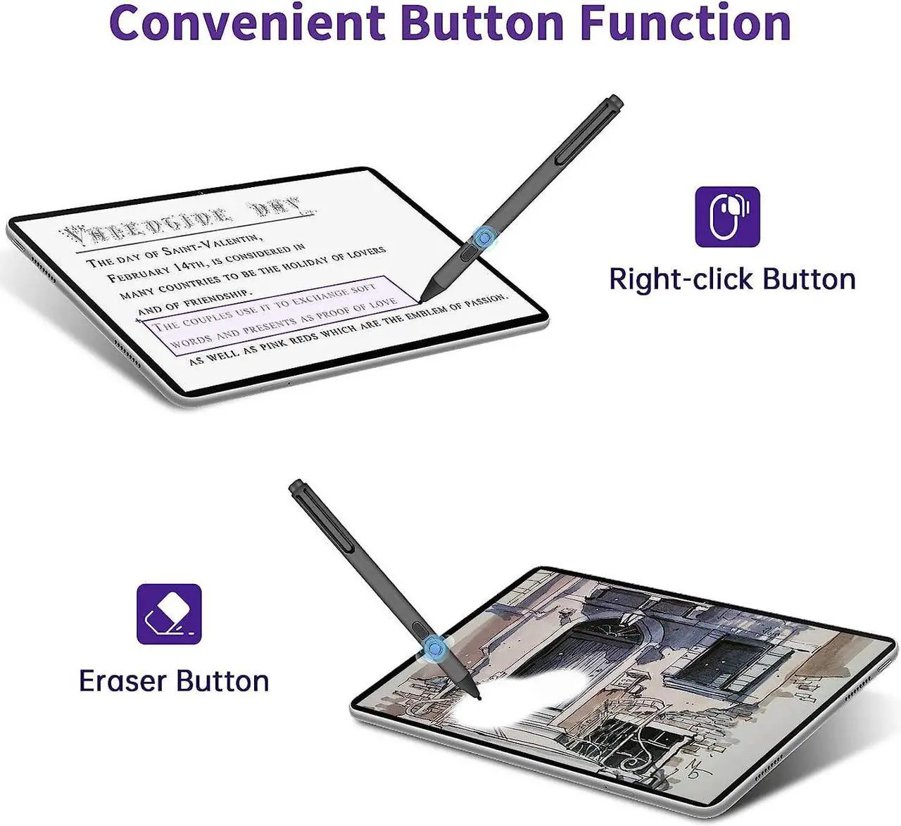 Alt view image 5 of 7 - Stylus Pen for Microsoft Surface, [Upgraded] 4096 Pressure Sensitivity Palm Rejection Stylus, Compatible with New Surface Pro 9 & Pro 8/Laptop 5/Surface Studio 2+,AAAA Battery, 3 Pen Tips Black