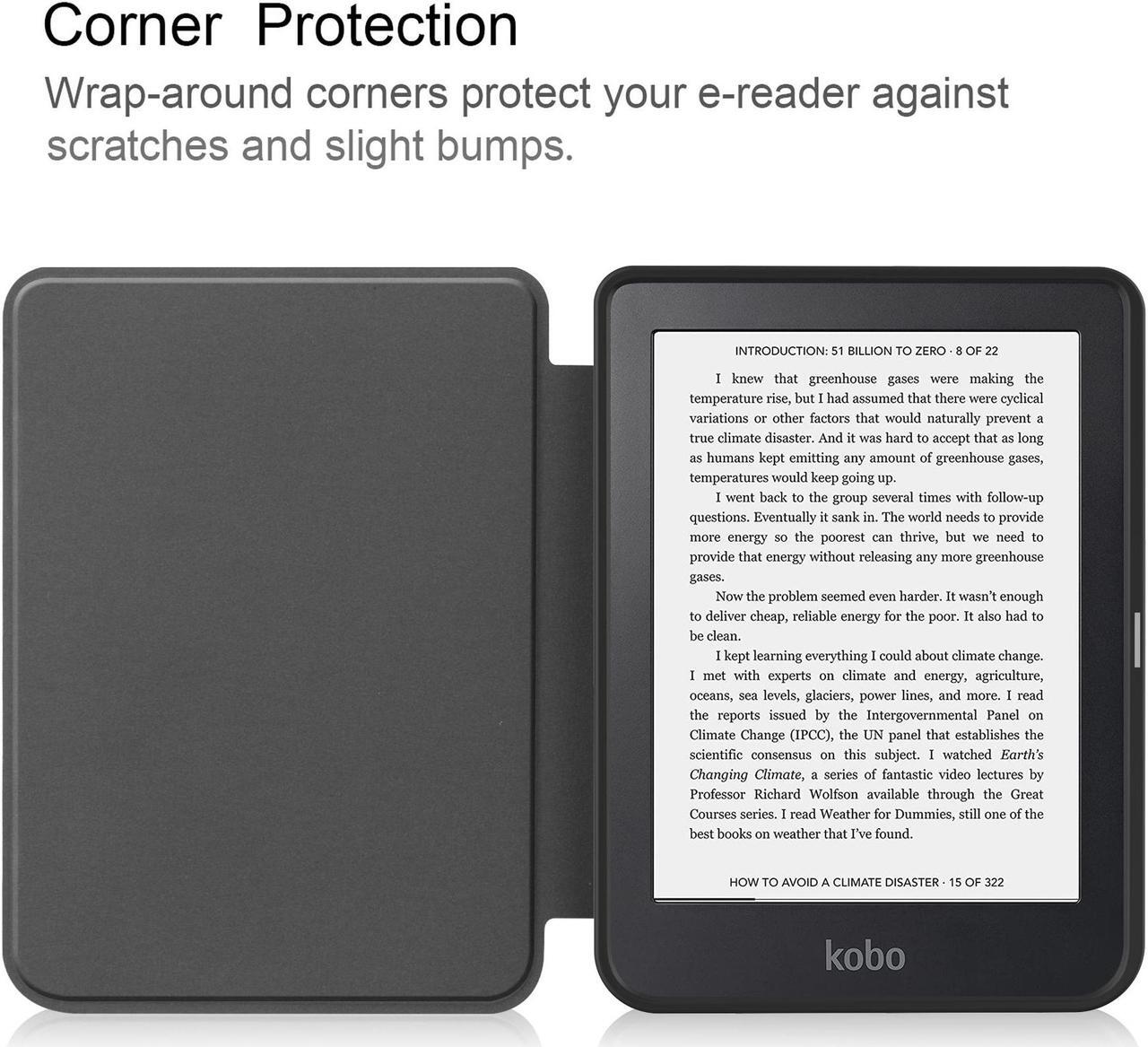 Alt view image 5 of 7 - Case for 6 inch Kobo Clara 2E / Tolino Shine 4, 2022 Released, Ultra Slim Lightweight Folio Premium PU Leather Protective Cover with Auto Sleep/Wake Function, 2 in 1 Stylus Pen Rose Gold