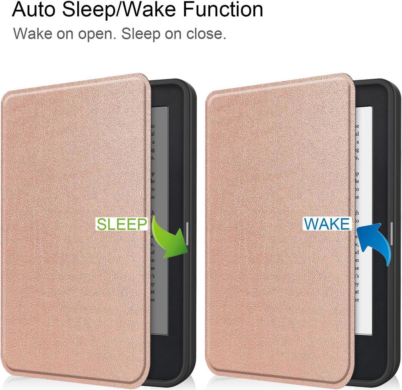 Alt view image 3 of 7 - Case for 6 inch Kobo Clara 2E / Tolino Shine 4, 2022 Released, Ultra Slim Lightweight Folio Premium PU Leather Protective Cover with Auto Sleep/Wake Function, 2 in 1 Stylus Pen Rose Gold