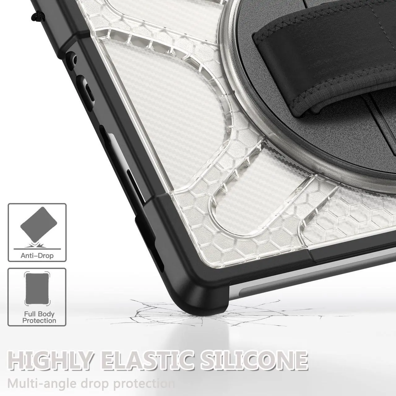 Alt view image 6 of 7 - Case For Microsoft Surface Go 3 2021 / Surface Go 2 2020 / Surface Go 2018, Heavy Duty Shockproof Cover with Kickstand, Hand Strap, 2 in 1 Pen Holder, Stylus Pen, Compatible with Type Cover Keyboard