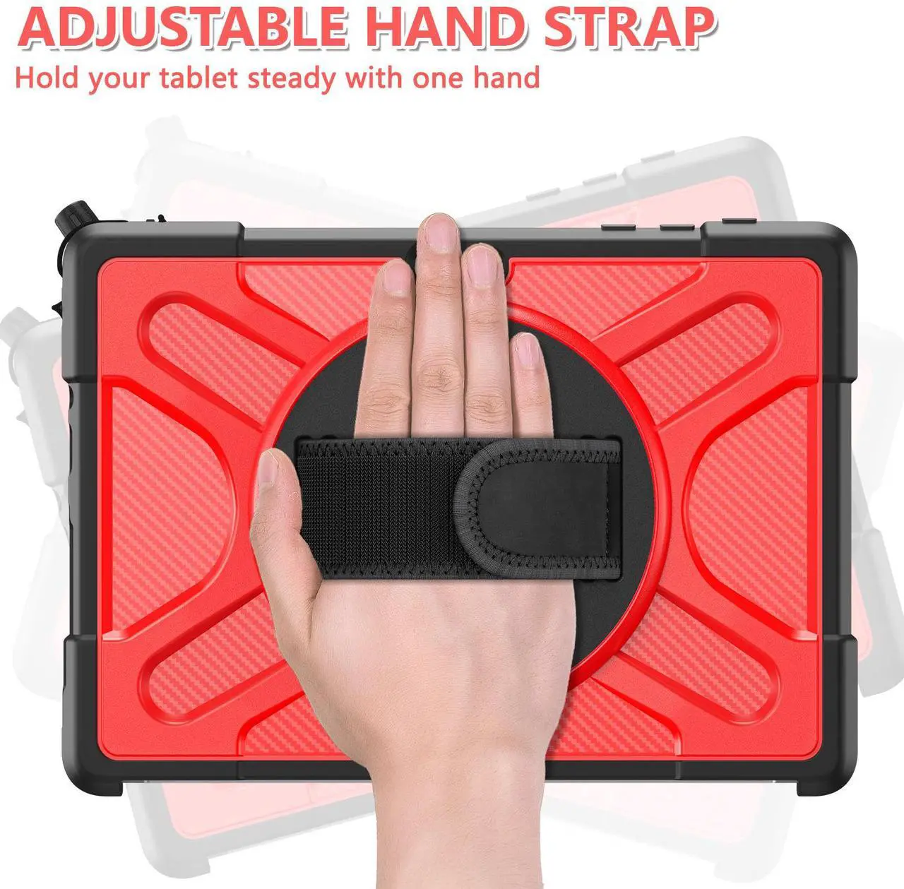 Alt view image 2 of 7 - Case For Microsoft Surface Go 3 2021 / Surface Go 2 2020 / Surface Go 2018, Heavy Duty Shockproof Cover with Kickstand, Hand Strap, 2 in 1 Pen Holder, Stylus Pen, Compatible with Type Cover Keyboard