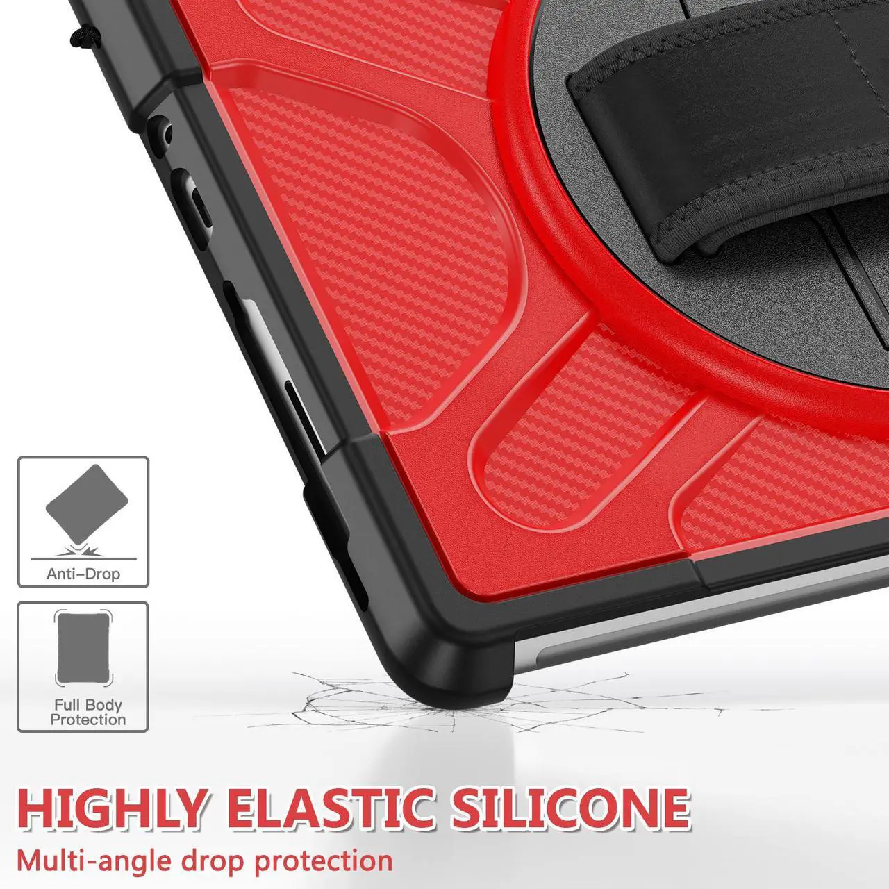 Alt view image 6 of 7 - Case For Microsoft Surface Go 3 2021 / Surface Go 2 2020 / Surface Go 2018, Heavy Duty Shockproof Cover with Kickstand, Hand Strap, 2 in 1 Pen Holder, Stylus Pen, Compatible with Type Cover Keyboard