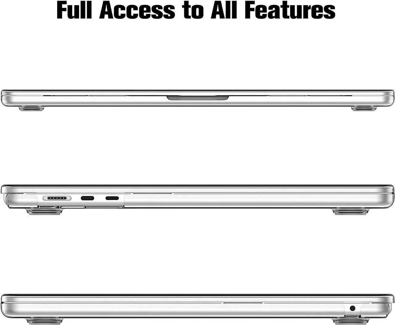Alt view image 3 of 7 - For MacBook Air 15 inch Case 2023 Release A2941 M2 Chip with Liquid Retina Display Touch ID,Ultra Thin Laptop Plastic Hard Shell Case with Keyboard Skin & Type C Adapter 1 Pack Crystal Clear
