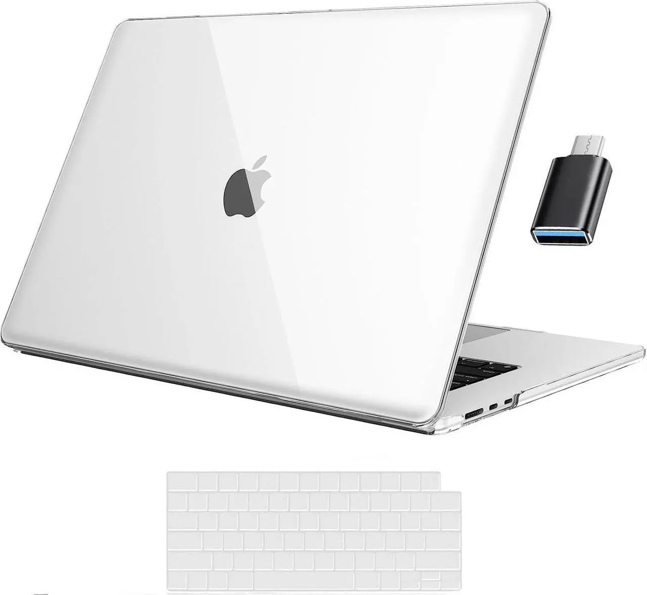 Main image of For MacBook Air 15 inch Case 2023 Release A2941 M2 Chip with Liquid Retina Display Touch ID,Ultra Thin Laptop Plastic Hard Shell Case with Keyboard Skin & Type C Adapter 1 Pack Crystal Clear