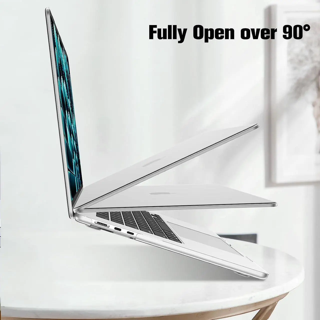 Alt view image 2 of 7 - For MacBook Air 15 inch Case 2023 Release A2941 M2 Chip with Liquid Retina Display Touch ID,Ultra Thin Laptop Plastic Hard Shell Case with Keyboard Skin & Type C Adapter 1 Pack Crystal Clear
