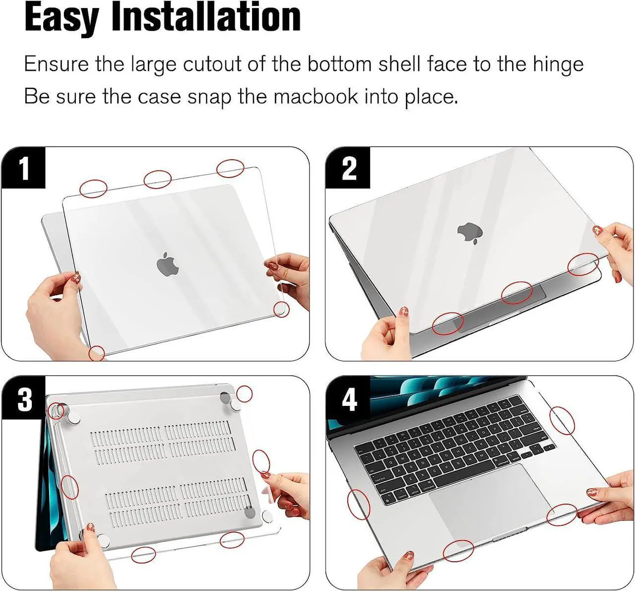 Alt view image 4 of 7 - For MacBook Air 15 inch Case 2023 Release A2941 M2 Chip with Liquid Retina Display Touch ID,Ultra Thin Laptop Plastic Hard Shell Case with Keyboard Skin & Type C Adapter 1 Pack Crystal Clear