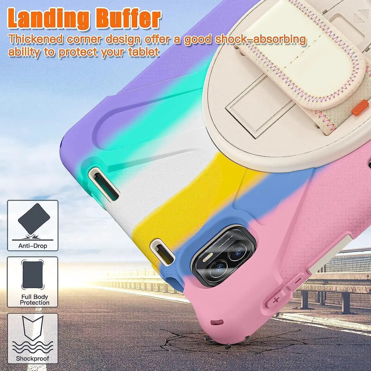 Alt view image 4 of 7 - Protective Case for Xiaomi Mi Pad 5 / Mi Pad 5 Pro 11 inch 2021 with Pencil Holder & Kickstand, Portable ShockProof Cover with Rotatable Handle, Shoulder Strap, Stylus Pen Pink