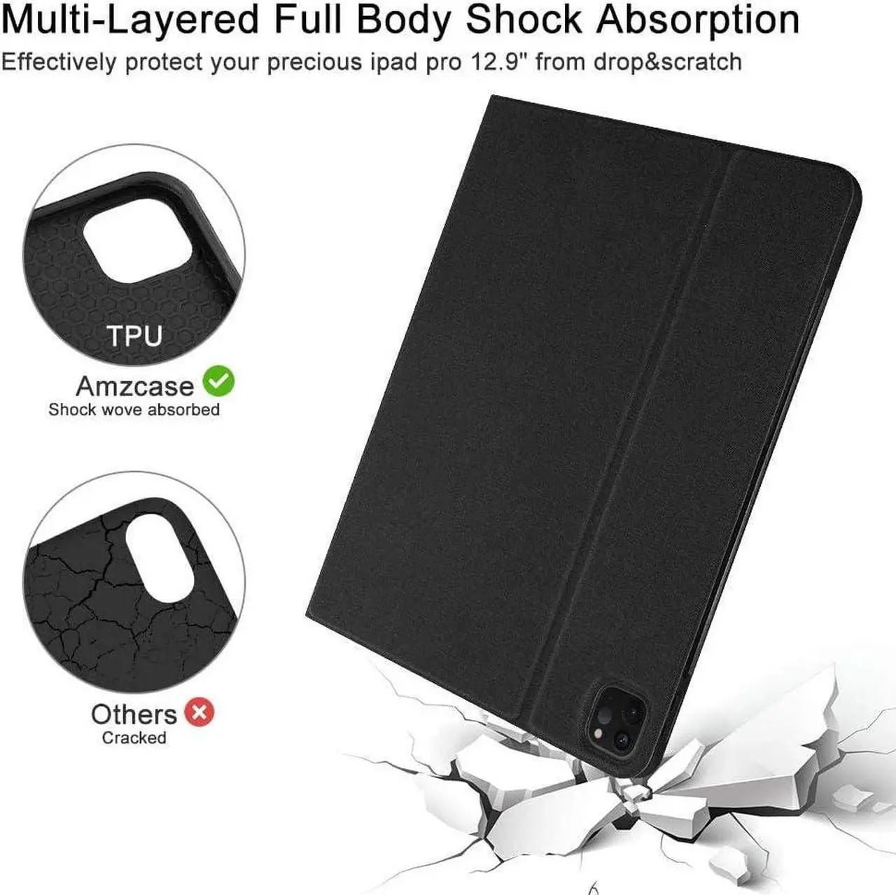 Alt view image 6 of 7 - Keyboard Case for iPad Pro 12.9 inch 2022 2021 2020 2018 6th / 5th / 4th / 3th Generation, Slim Protective Cover with Wireless Detachable Keyboard, Pencil Holder