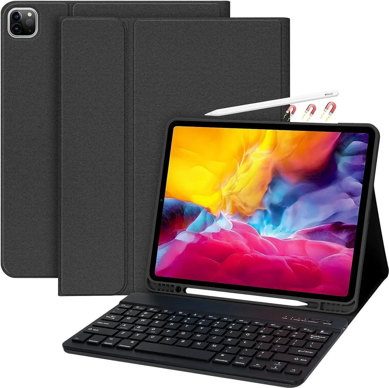 Main image of Keyboard Case for iPad Pro 12.9 inch 2022 2021 2020 2018 6th / 5th / 4th / 3th Generation, Slim Protective Cover with Wireless Detachable Keyboard, Pencil Holder