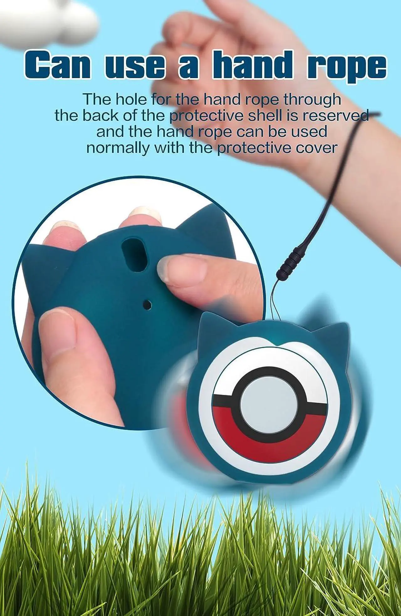 Alt view image 4 of 7 - Protective Silicone Case for Pokémon Go Plus + 2023, Cover Case for Pokemon Go Plus Plus with Wrist Strap