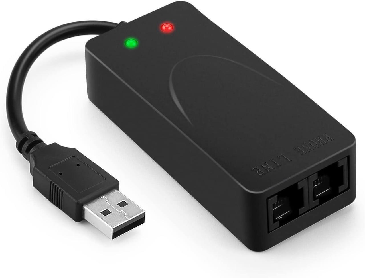 Alt view image 2 of 7 - USB 56K Voice Fax Data External V.90 V.92 Modem With Dual Ports, Compatible With Windows 98SE/2000/ME/XP/Vista/Win 7/Win 8/Win 10 Support Auto-Dial, Tone and Pulse Dialing, Auto Answer, Auto Retrain