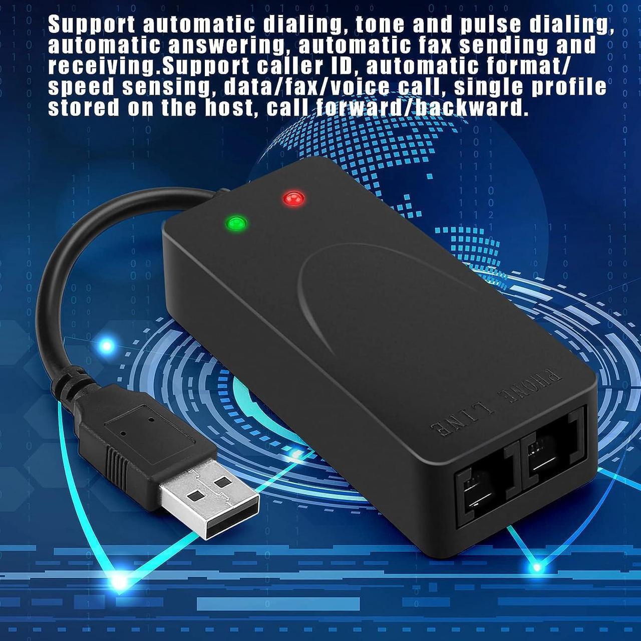 Alt view image 5 of 7 - USB 56K Voice Fax Data External V.90 V.92 Modem With Dual Ports, Compatible With Windows 98SE/2000/ME/XP/Vista/Win 7/Win 8/Win 10 Support Auto-Dial, Tone and Pulse Dialing, Auto Answer, Auto Retrain