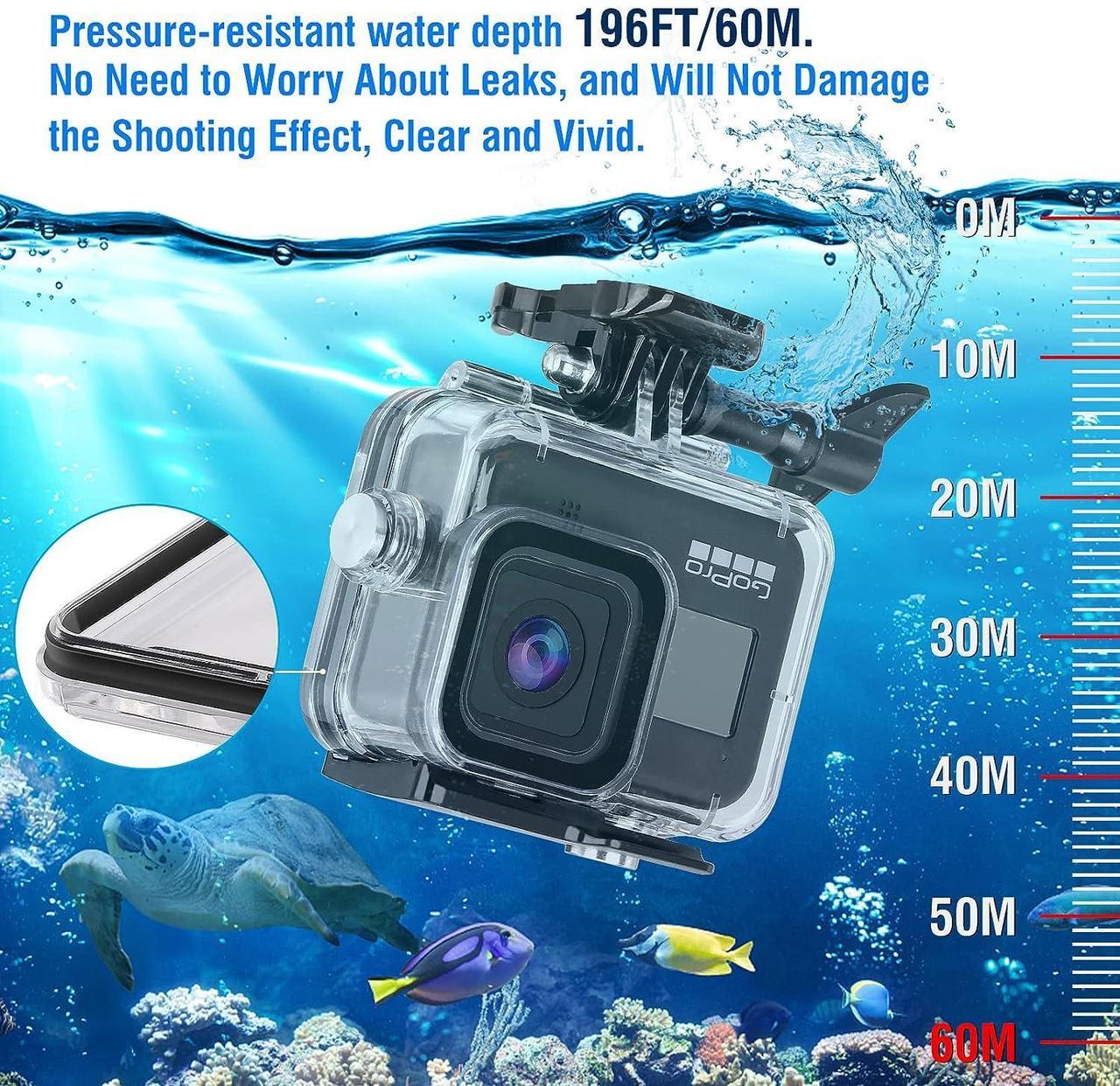 Alt view image 2 of 7 - Waterproof Case with 3-Pack Dive Filter for GoPro Hero 12 Hero 11 Hero 10 Hero 9 Black Supports 60M/196FT Underwater Scuba Snorkeling Deep Diving with Red Magenta Filter Go Pro