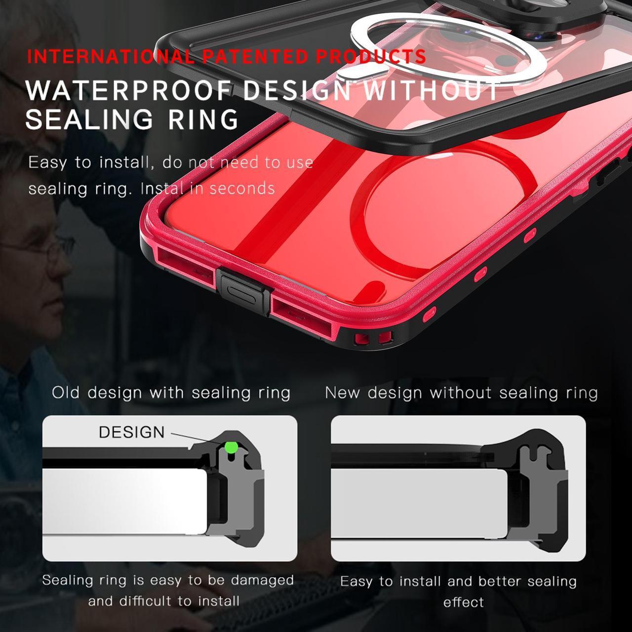 Alt view image 4 of 7 - for iPhone 15 Pro Max 6.7 inch Waterproof Case Magnetic, [Compatible with MagSafe][with Screen Protector][IP68 Underwater][Dustproof] Phone Cover for iPhone 15 Pro Max 6.7" Red