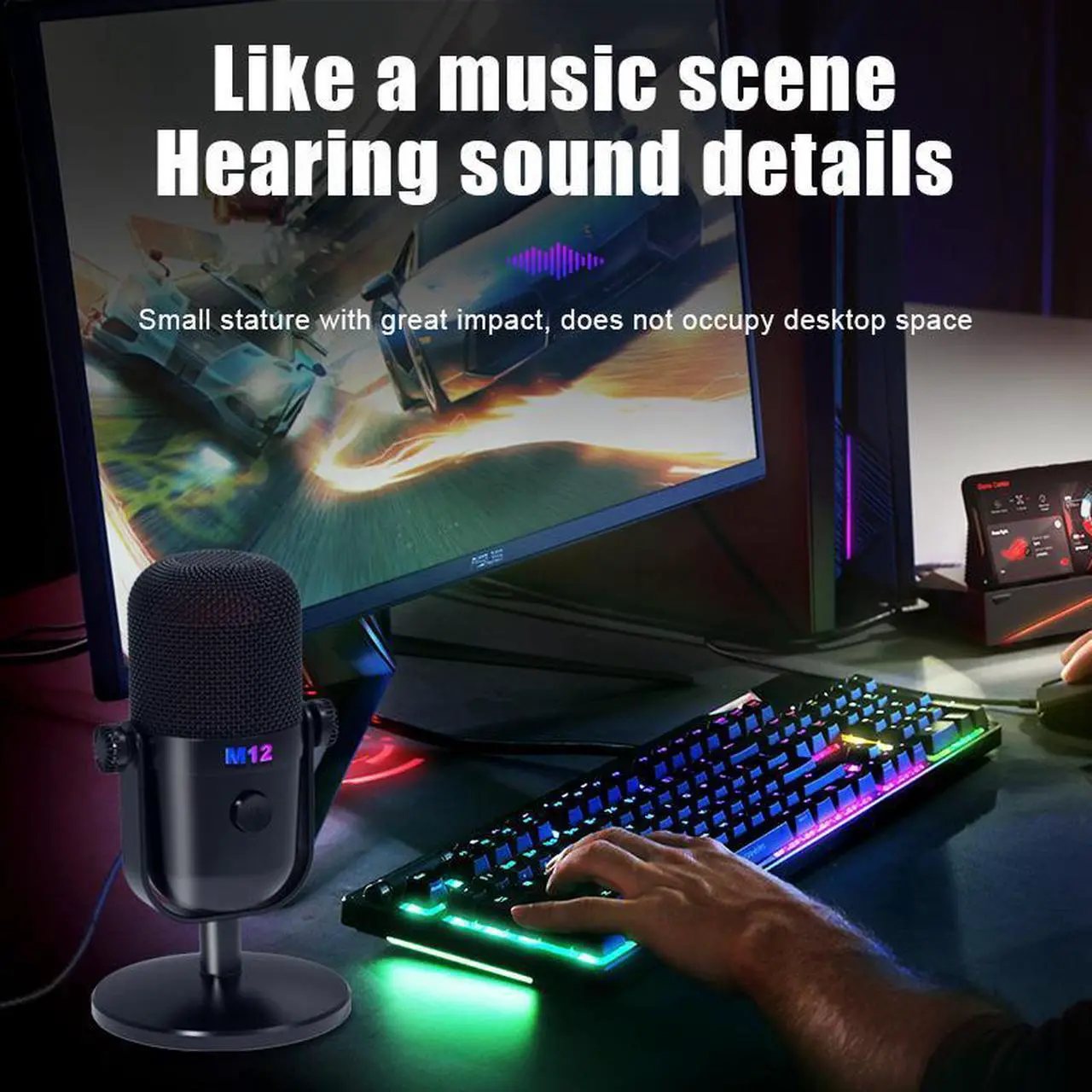 Alt view image 5 of 5 - Desktop Condenser Microphone Recording Singing Gaming Wired Mic For Computer/PC/Phone