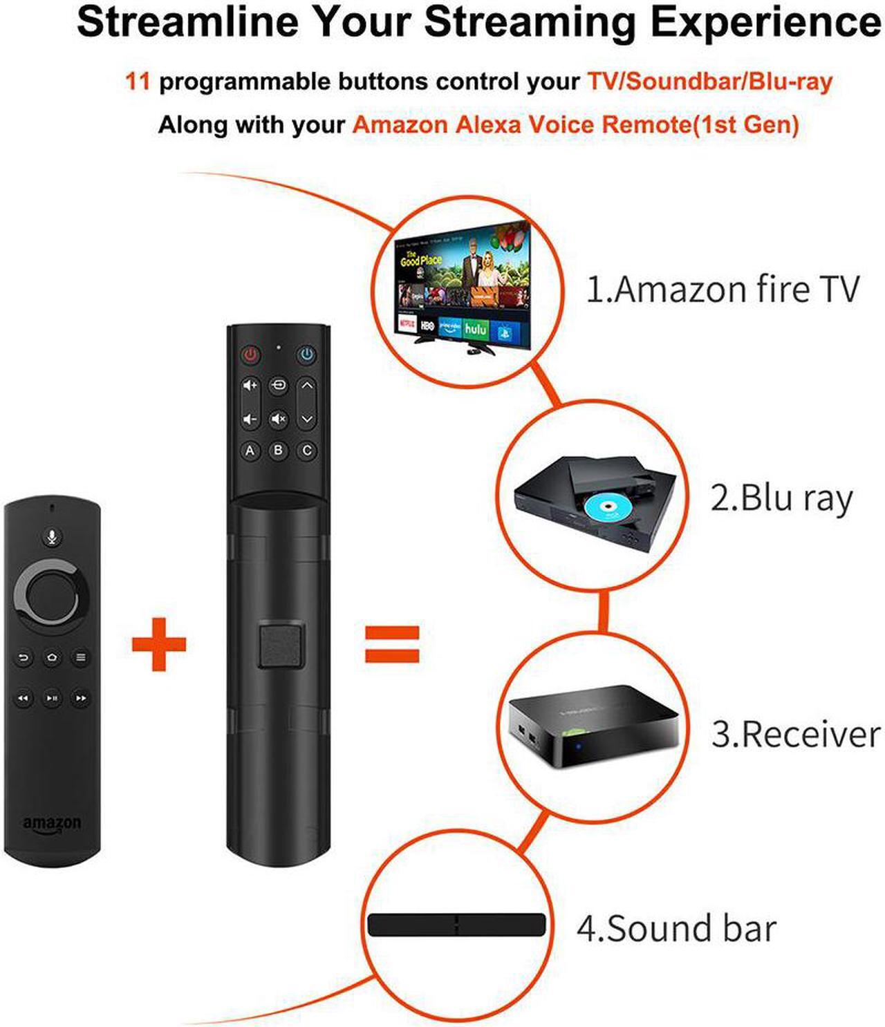 Alt view image 2 of 7 - SofaBaton F2 Universal Remote Control Attachment for Amazon Fire TV Streaming Player with Power Volume and Mute Buttons