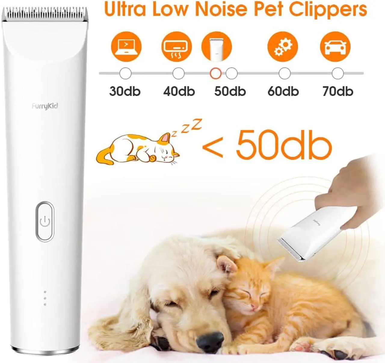 Alt view image 2 of 7 - Dog Clippers Professional Cordless Dog Grooming Kit, Low Noise & Rechargeable & Safe & Sharp Dog Hair Clippers for Thick Coats Trimmers, Hair Clippers Set with Comb Guides for Dogs Cats Pets