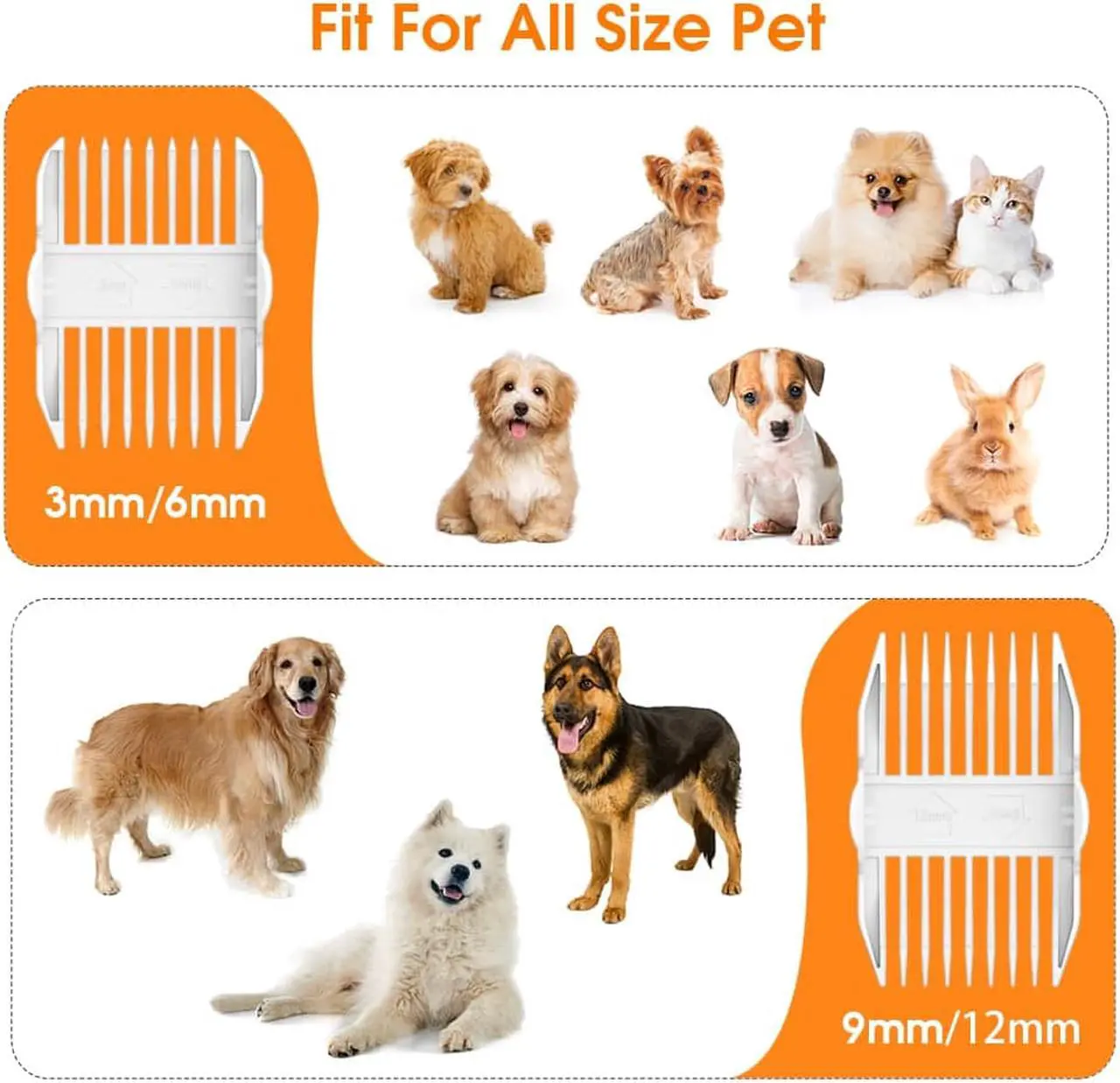 Alt view image 3 of 7 - Dog Clippers Professional Cordless Dog Grooming Kit, Low Noise & Rechargeable & Safe & Sharp Dog Hair Clippers for Thick Coats Trimmers, Hair Clippers Set with Comb Guides for Dogs Cats Pets