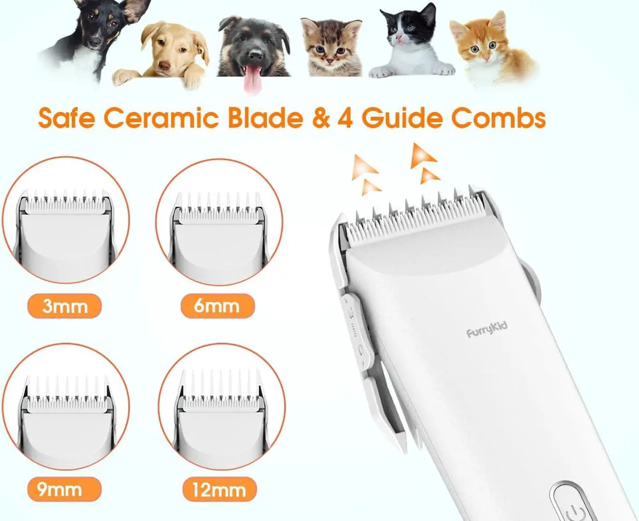 Alt view image 5 of 7 - Dog Clippers Professional Cordless Dog Grooming Kit, Low Noise & Rechargeable & Safe & Sharp Dog Hair Clippers for Thick Coats Trimmers, Hair Clippers Set with Comb Guides for Dogs Cats Pets