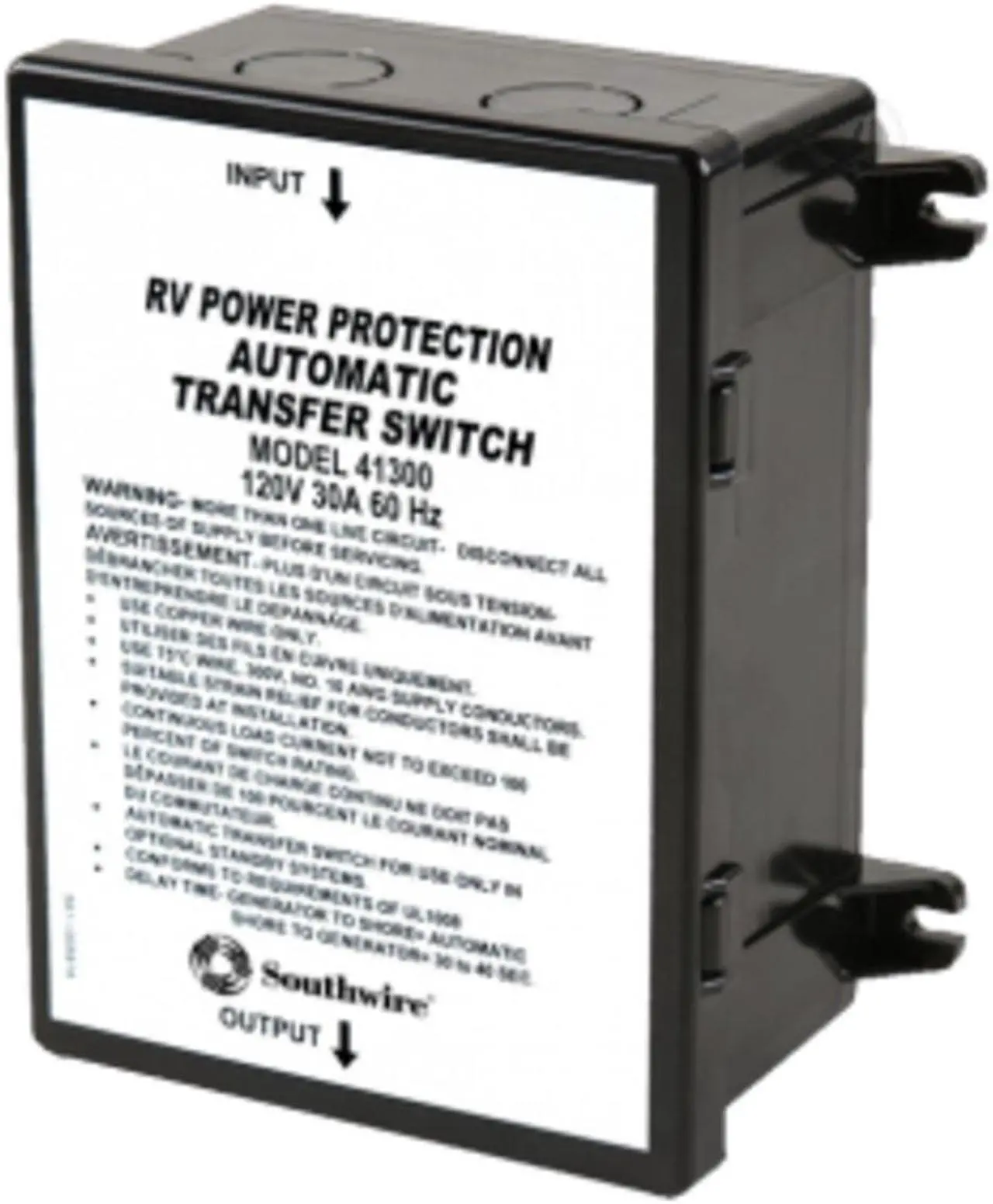 Alt view image 2 of 2 - Southwire 41300 Hardwire Automatic Transfer Switch - 30 Amp, 120V, 60 Hz