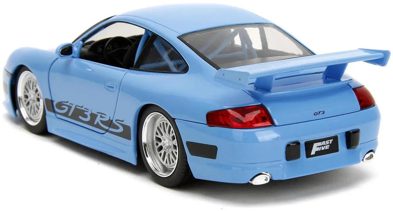 Alt view image 7 of 11 - Porsche 911 GT3 RS Light Blue with Black Accents "Fast & Furious" Movie 1/24 Diecast Model Car by Jada