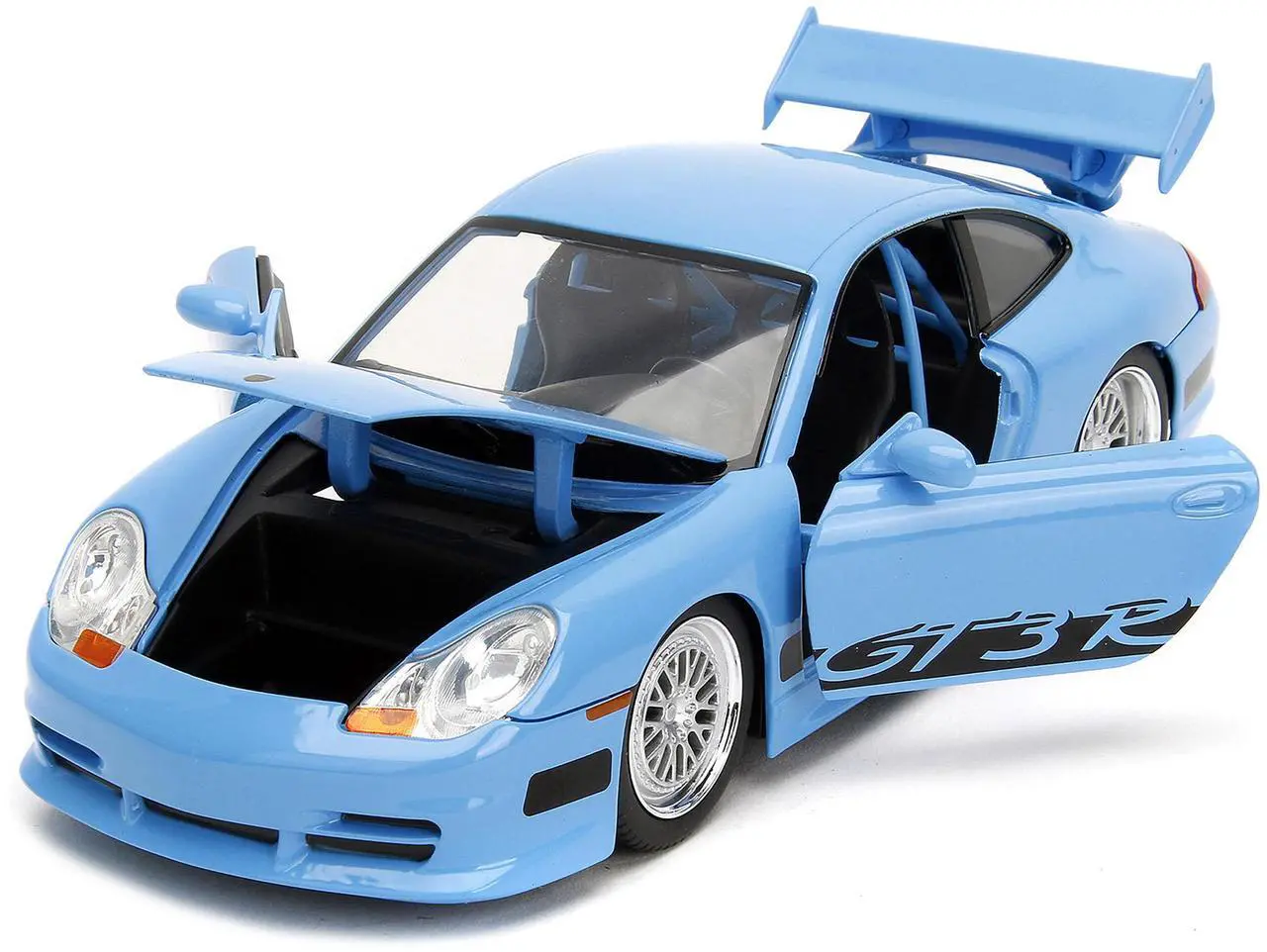 Alt view image 10 of 11 - Porsche 911 GT3 RS Light Blue with Black Accents "Fast & Furious" Movie 1/24 Diecast Model Car by Jada
