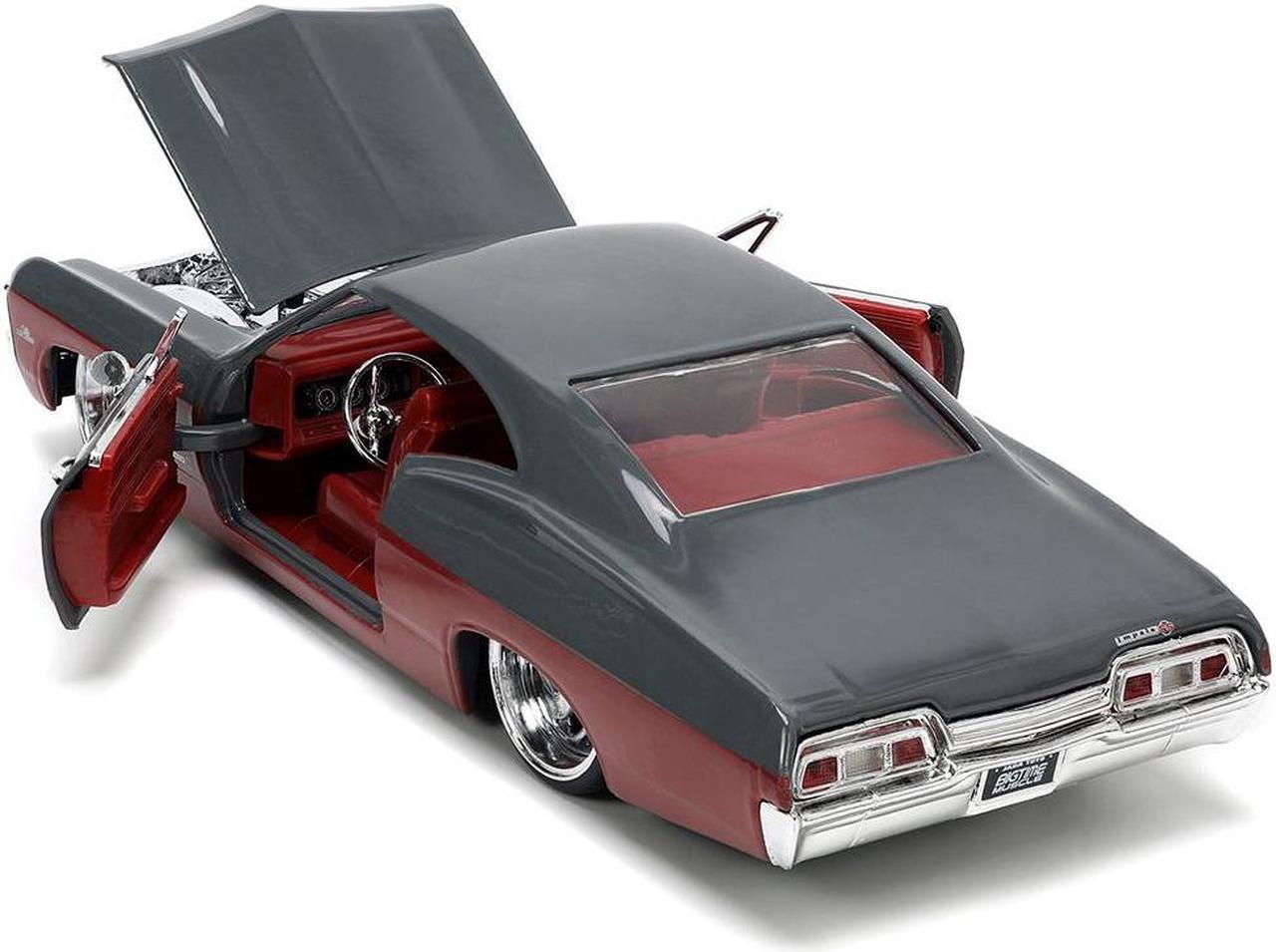 Alt view image 15 of 16 - 1967 Chevrolet Impala SS Gray and Burgundy with Burgundy Interior "Bigtime Muscle" Series 1/24 Diecast Model Car by Jada
