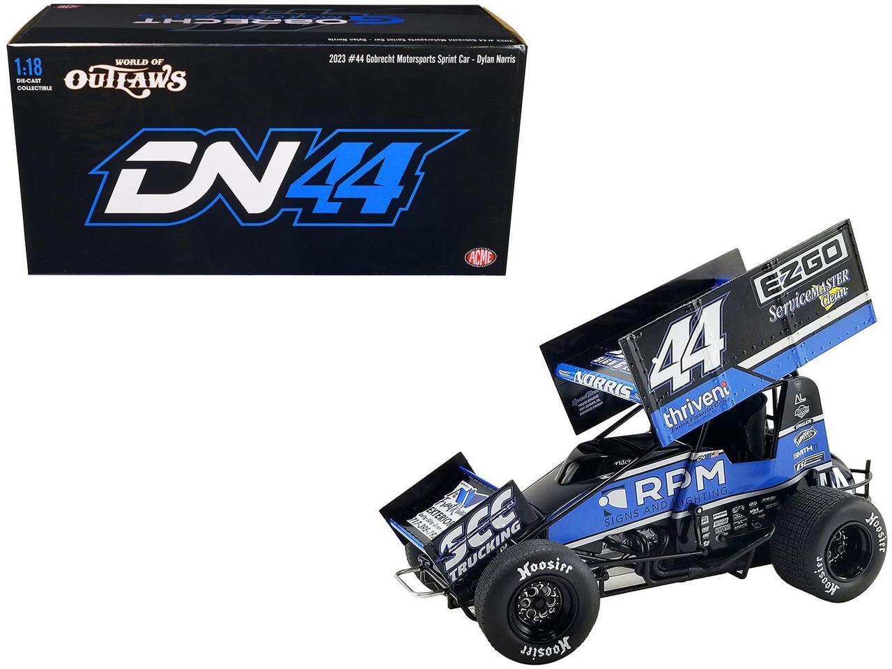 Alt view image 10 of 10 - Winged Sprint Car #44 Dylan Norris "RPM" Gobrecht Motorsports "World of Outlaws" (2023) 1/18 Diecast Model Car by ACME