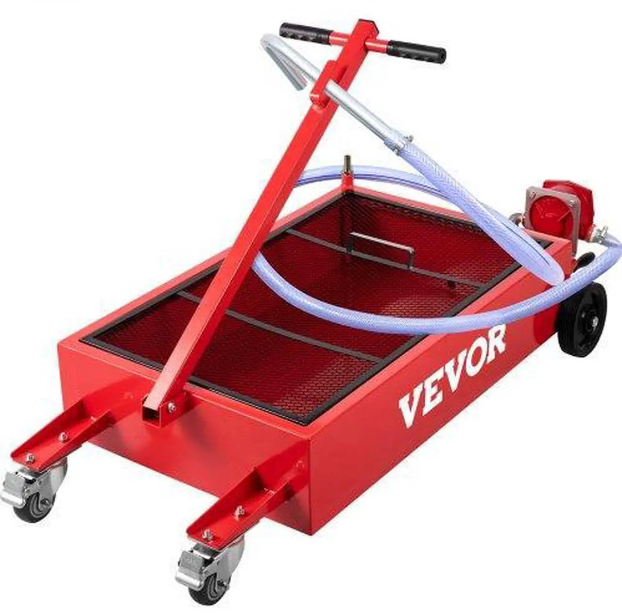 Alt view image 10 of 10 - VEVOR Low Profile Oil Drain Pan Truck Drain Pan 20 Gallon with Pump Hose Casters