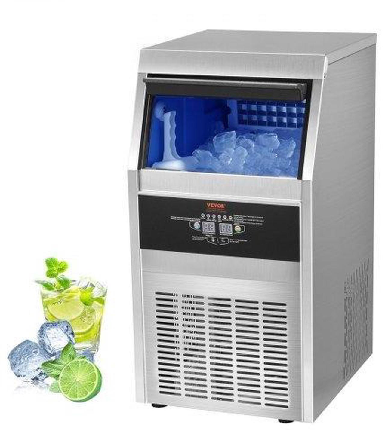 Alt view image 10 of 10 - VEVOR Commercial Ice Makers 90 to 100LBS per 24H Stainless Steel 33LBS Storage Free Standing Commercial Ice Machine 4x9 Ice Cubes LED Display Auto Clean for Restaurant Bar and Coffee Shop
