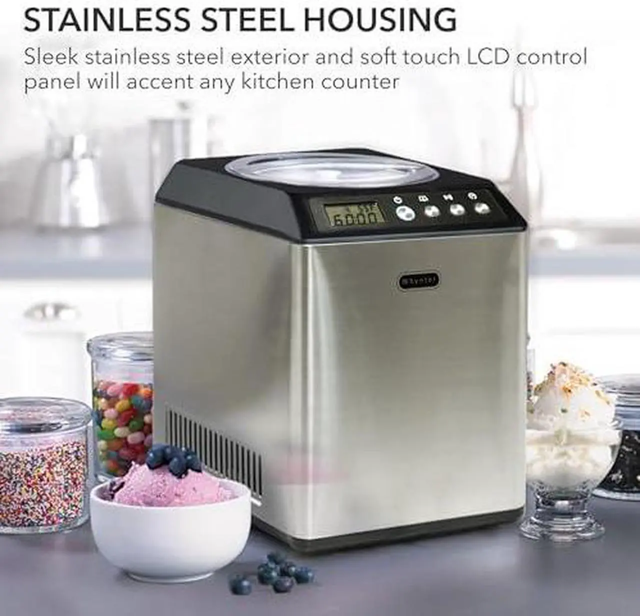 Alt view image 17 of 18 - Whynter 2.1 Quart Upright Ice Cream Maker with Stainless Steel Bowl