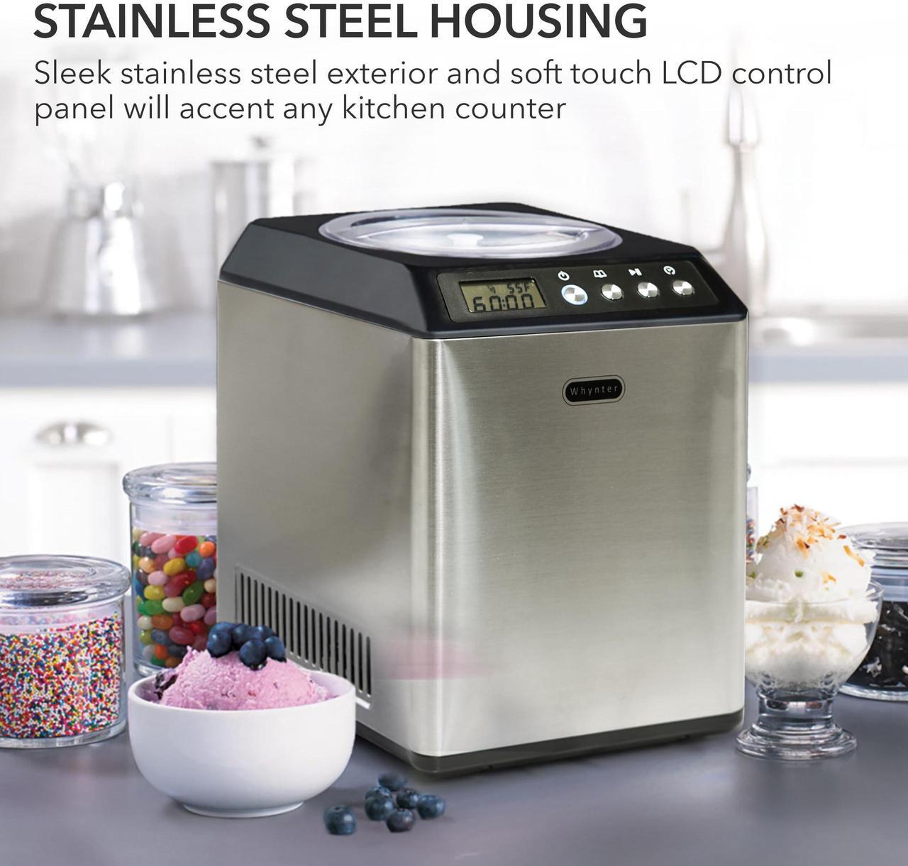 Alt view image 15 of 18 - Whynter 2.1 Quart Upright Ice Cream Maker with Stainless Steel Bowl