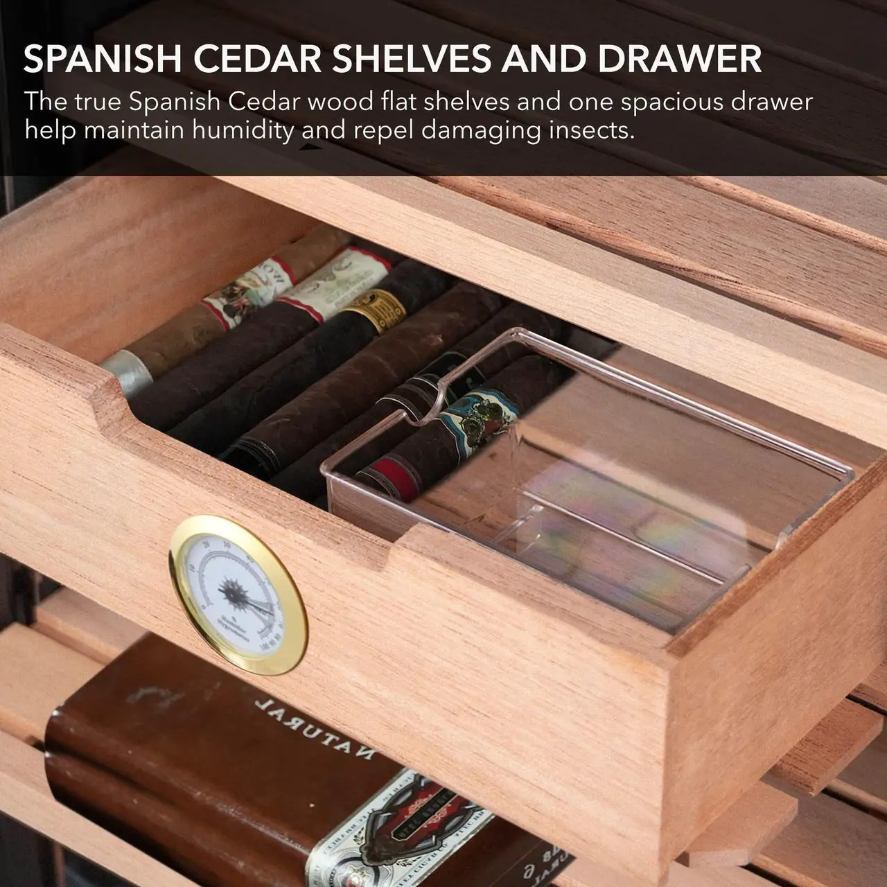 Alt view image 13 of 15 - Whynter Stainless Steel 1.2 cu. ft. Cigar Cooler Humidor