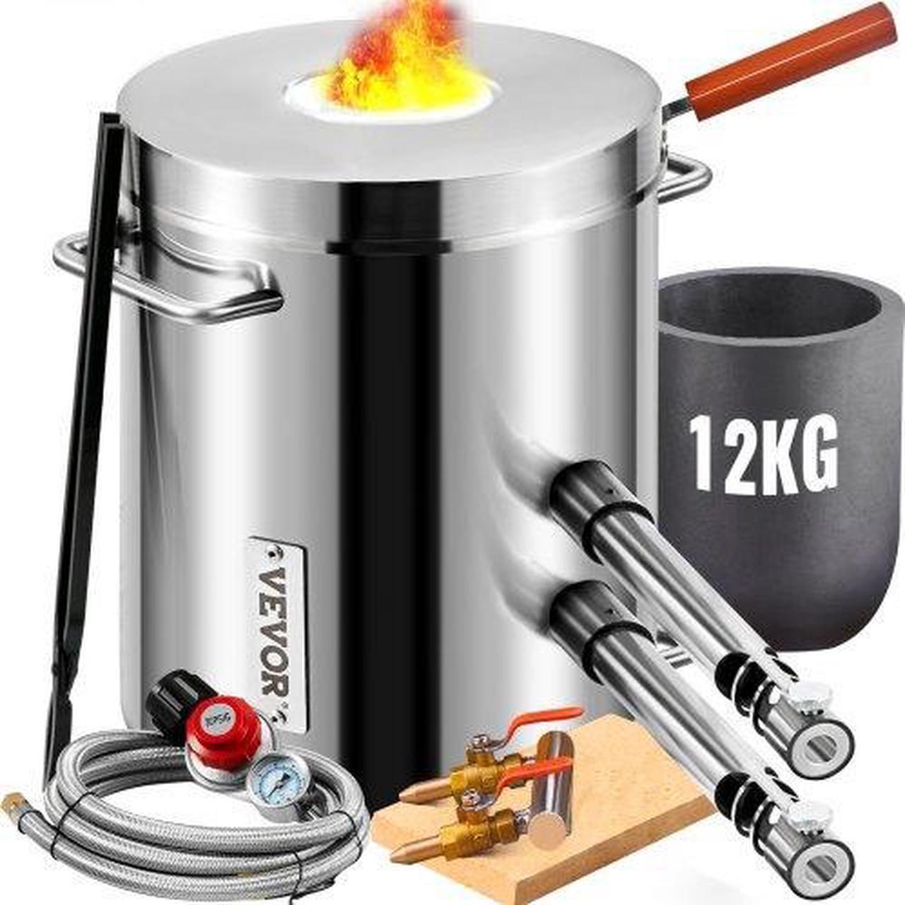 Alt view image 2 of 2 - VEVOR 12KG Propane Smelting Furnace Kit Melting Furnace Double Burners 2700