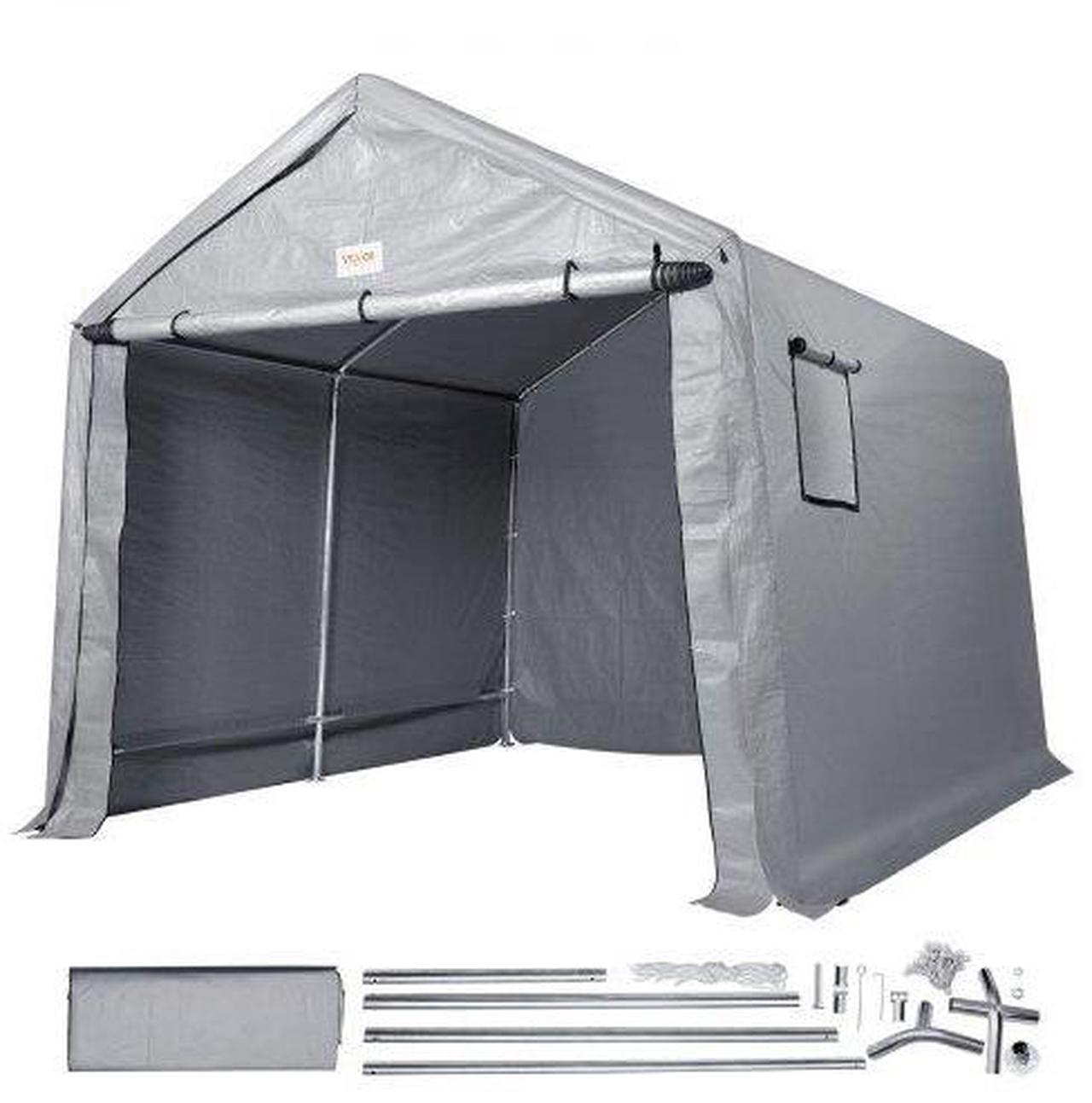 Alt view image 2 of 2 - VEVOR Portable Shed Outdoor Storage Shelter, 10 x 10 x 8.5 ft Heavy Duty All-Season Instant Storage Tent Tarp Sheds with Roll-up Zipper Door and Ventilated Windows For Motorcycle, Bike, Garden Tools