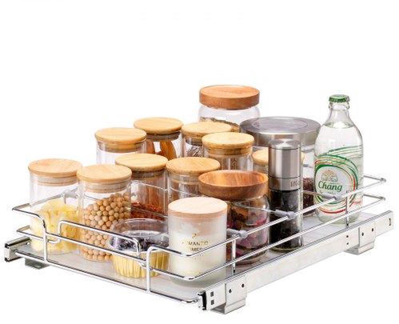 Alt view image 2 of 2 - VEVOR 12"W x 17"D Pull Out Cabinet Organizer, Heavy Duty Slide Out Pantry Shelves, Chrome-Plated Steel Roll Out Drawers, Sliding Drawer Storage for Home, Inside Kitchen Cabinet, Bathroom, Under Sink