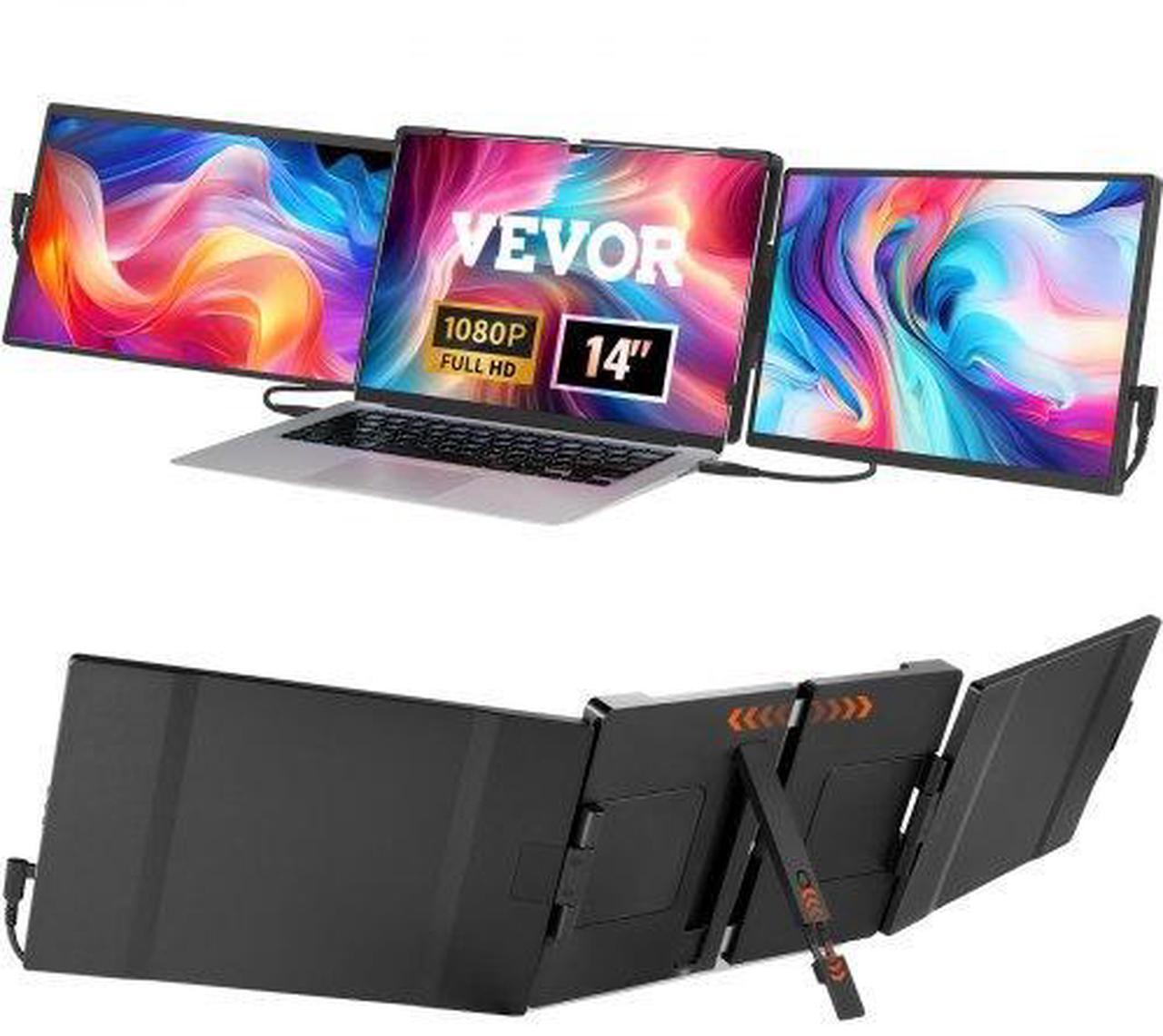 Main image of VEVOR  Portable Laptop Screen Extender, 14" FHD 1080P IPS Triple Extended Monitor for 13"-17" Laptop, Swivel Portable Monitor USB-C/USB-A/Mini HDMI Port, Compatible with Mac/Wins/Android/Switch/PS5