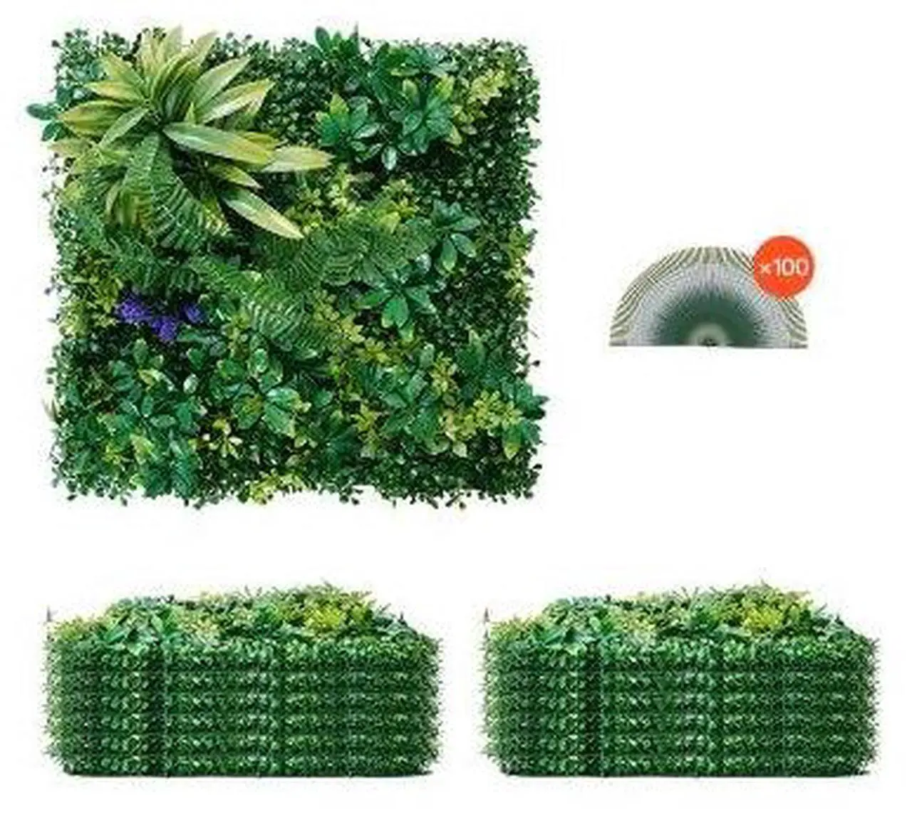 Main image of VEVOR Artificial Grass Wall Panels 12 PCS 20 x 20 inch 3D Greenery for Decor Privacy