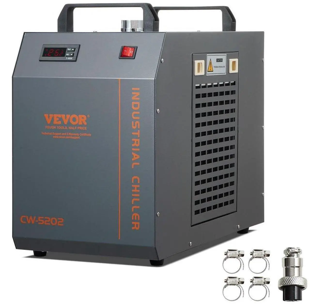 Main image of VEVOR Industrial Water Chiller, CW-5202, Industrial Water Cooler Cooling System with Built-in Compressor 7L Water Tank Capacity 18 L/min Max Flow Rate, for CO2 Laser Engraving Machine Cooling Machine