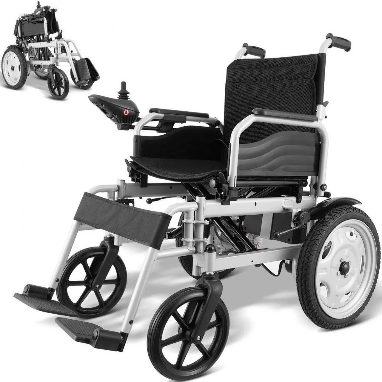 Main image of VEVOR Electric Wheelchair for Adults Seniors, 265 lbs Weight Capacity, 17.5in Width Lightweight Foldable Motorized Power Wheelchairs, UP to 12.5Miles Range All Terrain Power Chair, Adjustable Backrest