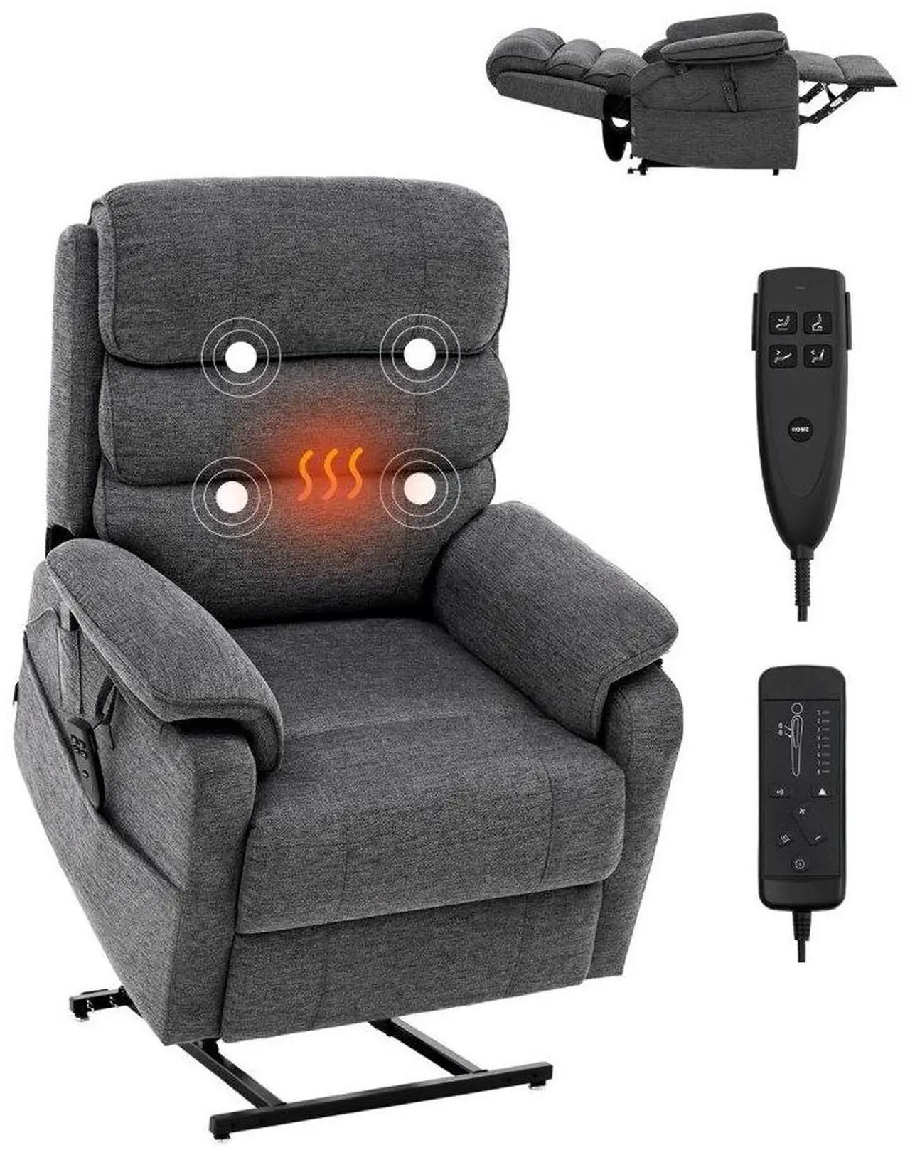 Main image of Vevor Power Lift Recliner Chair, Dual Motor Sofa with Massage and Heat for Elderly People, Medium-Regular