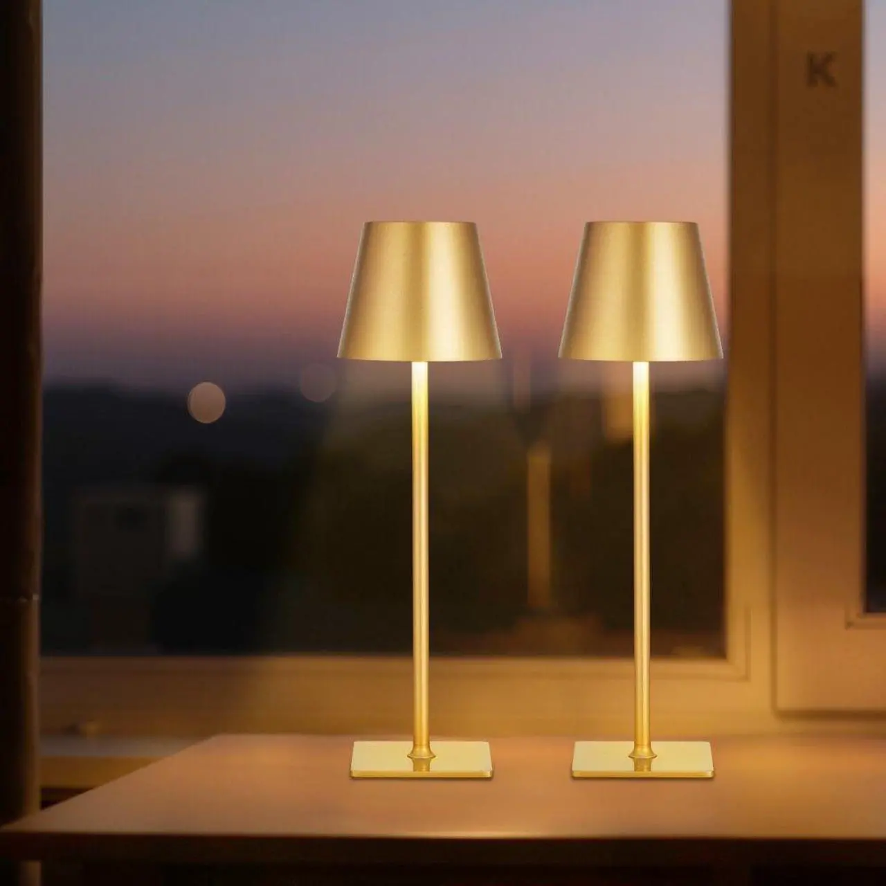 Main image of Cordless Table Lamp 2-Pack 5200mAh Built-in Rechargeable Battery Desk Lamp Gold