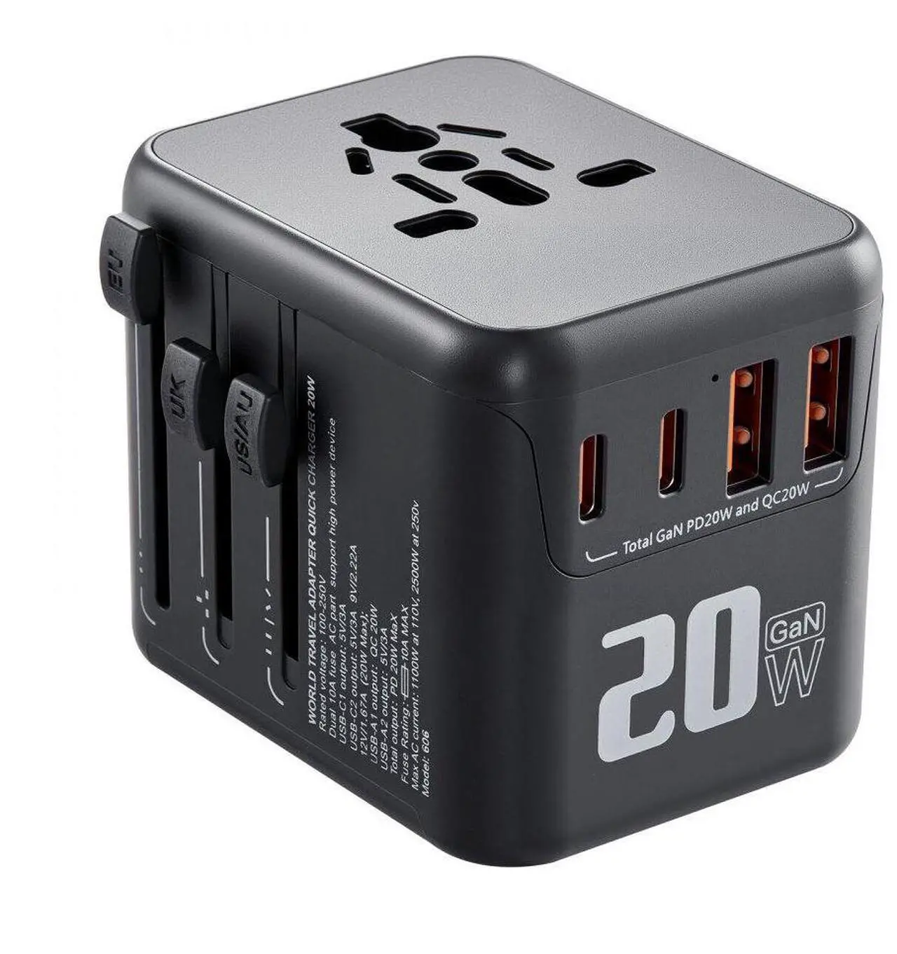 Main image of Universal Travel Adapter International 5 in 1 USB AC Wall Charger Power Plug