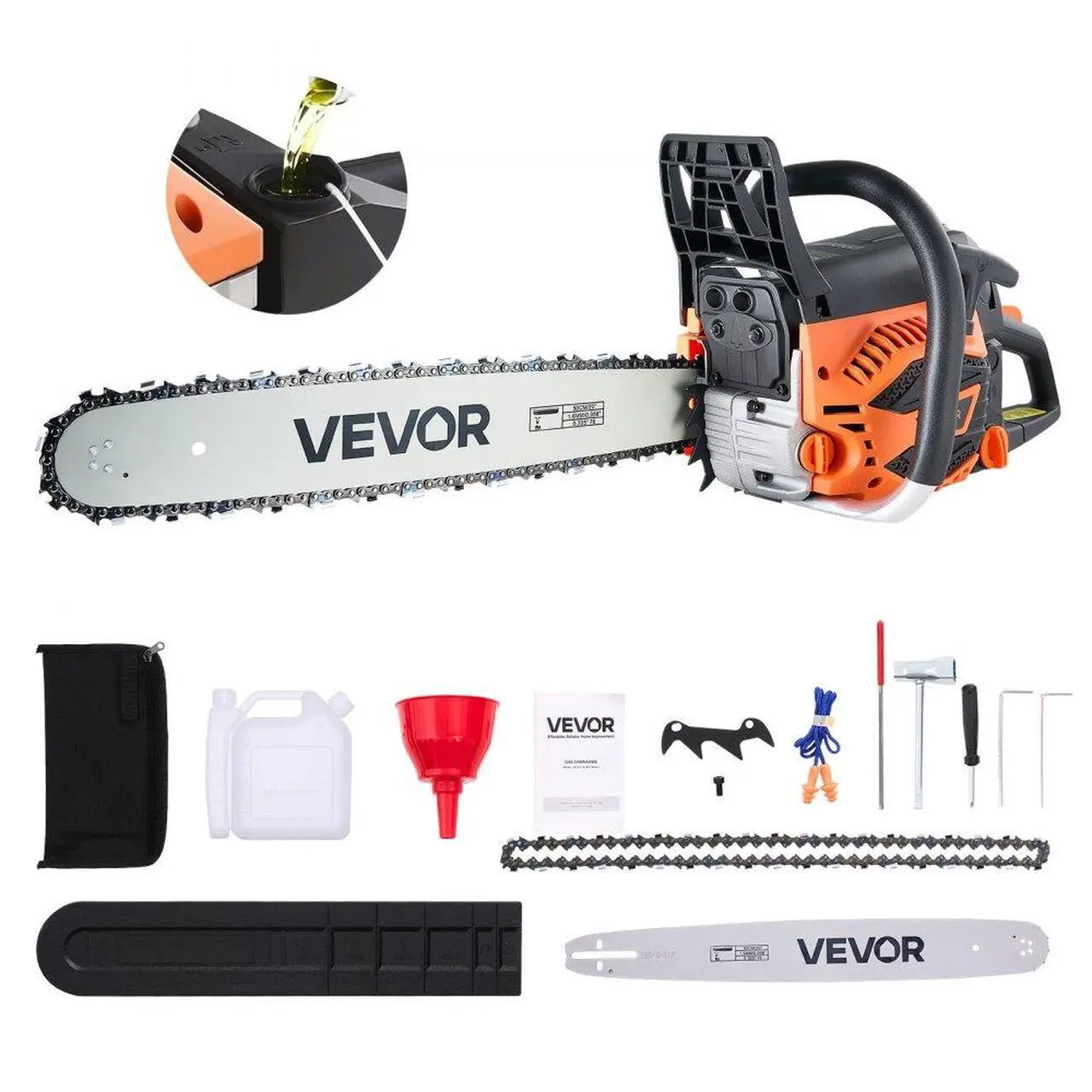 Main image of 62cc Gas Chainsaw 3.8 HP Gas Powered 20 inch Chainsaw For Wood Cutting