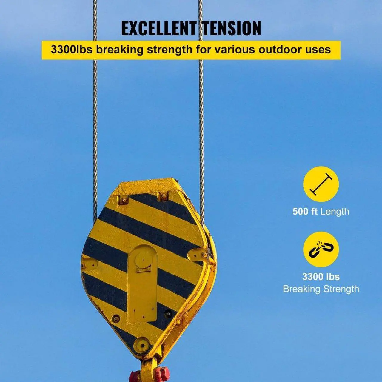 Alt view image 4 of 8 - VEVOR 500ft 1x19 Stainless Steel Cable Wire Rope 5/32 Lifting Fishery Mining