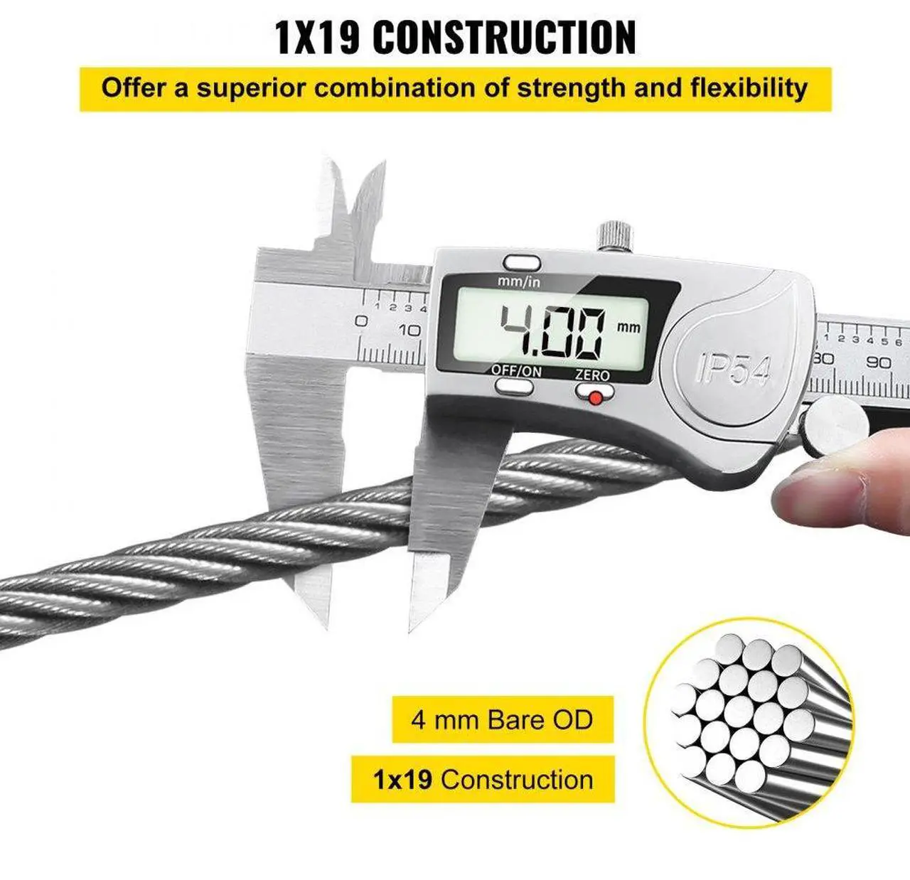 Alt view image 5 of 8 - VEVOR 500ft 1x19 Stainless Steel Cable Wire Rope 5/32 Lifting Fishery Mining