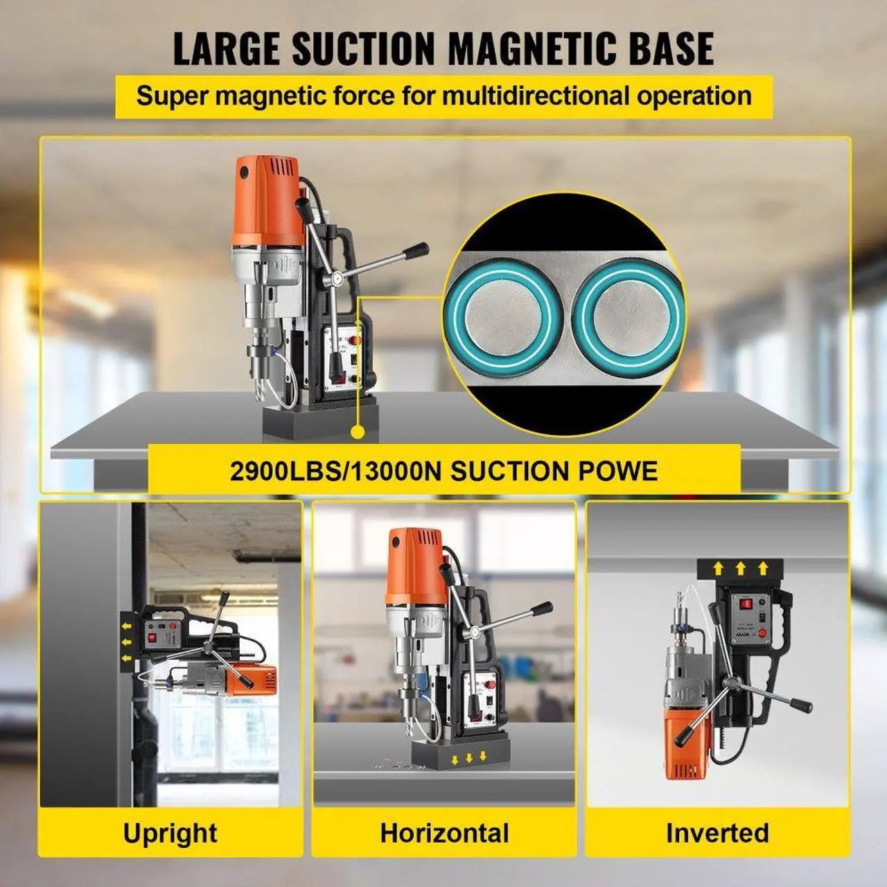 Alt view image 5 of 8 - VEVOR Md50 Magnetic Drill Press Set Annular Cutter Kit Mag Drill & 7 Pcs 2" Hss Cutter