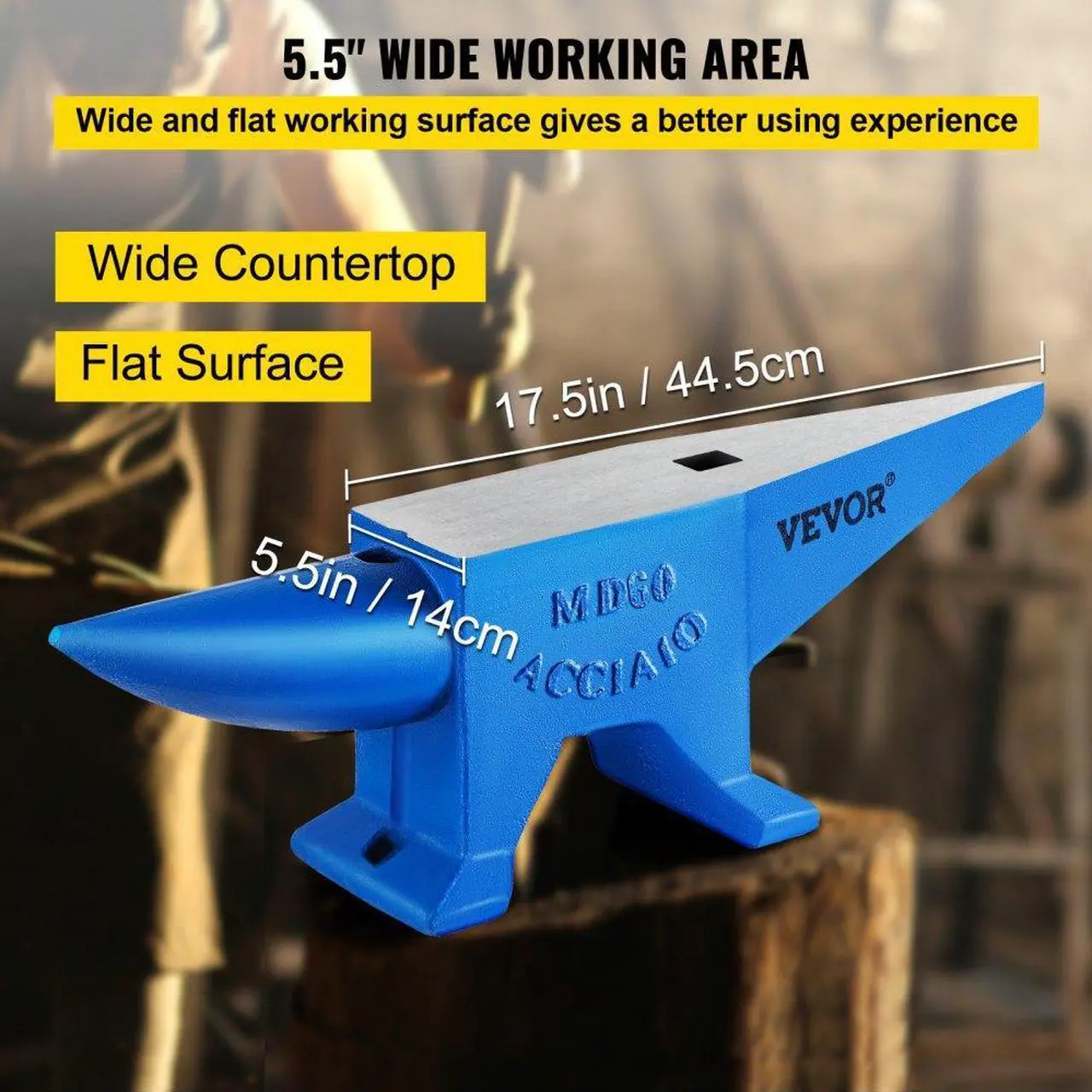 Alt view image 7 of 8 - VEVOR 132lb Blacksmith Anvil Steel Anvil 60kg Solid Heat Treated Round Horn Metal Work
