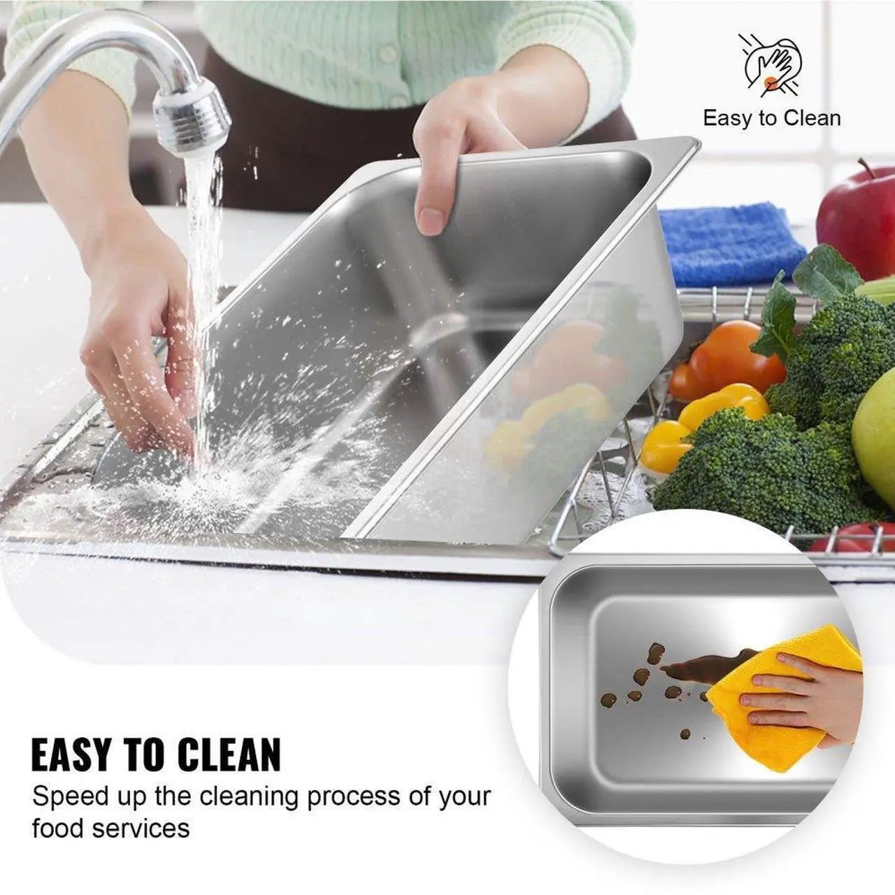 Alt view image 9 of 11 - VEVOR Steam Table Pans Bain-marie 6 Pack Commercial Hotel Buffet Pans Steam Prep Table